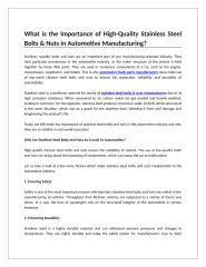 What is the Importance of High-Quality Stainless Steel Bolts & Nuts in Automotive Manufacturing.docx